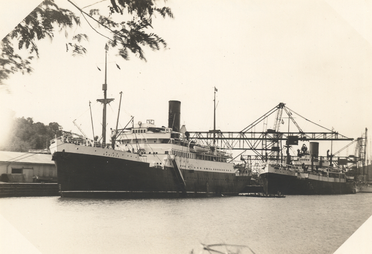 SS <i>Nerissa</i> in the harbour at St. Thomas before the war (Danish Maritime Museum)