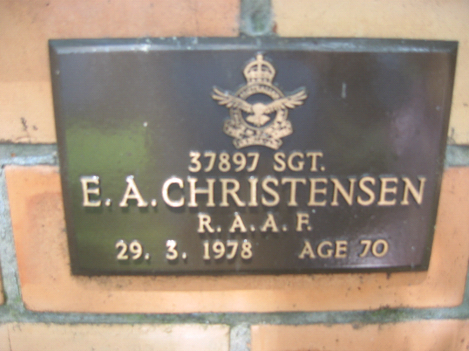 Commemorative plaque of Ejvind Aage Christensen, Cornelian Bay, Tasmania