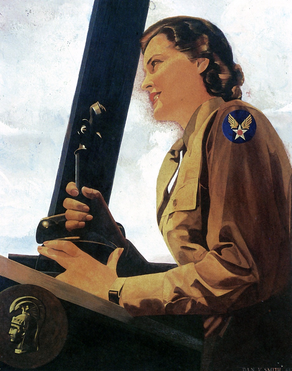 WAC Air Controller painted by Dan V. Smith, 1943. The painting is not related to O'Biean, but represents the Air Force WAC.