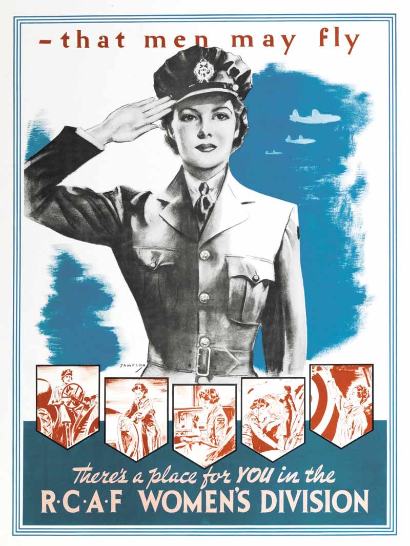 Royal Canadian Air Force Women's Division (WD) recruiting poster. '- that men may fly'.